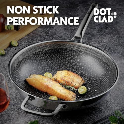 DOTCLAD Wok pan,Hybrid 12 inch Wok with Lid, PFOA Free Cookware,non stick Stainless Steel Woks & Stir-fry pans Nonstick, Dishwasher and Oven Safe, Works on Induction - My Kitchen Products
