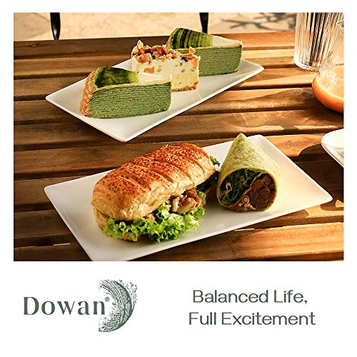 DOWAN 12" Rectangle Plates Set of 4 - White Serving Platters for Party, Wedding, and Entertaining - Rectangular Serving Trays Dishes for Steak, Taco, Sushi, Appetizer, Cake - Dishwasher & Oven Safe - My Kitchen Products