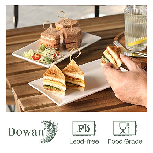 DOWAN 12" Rectangle Plates Set of 4 - White Serving Platters for Party, Wedding, and Entertaining - Rectangular Serving Trays Dishes for Steak, Taco, Sushi, Appetizer, Cake - Dishwasher & Oven Safe - My Kitchen Products