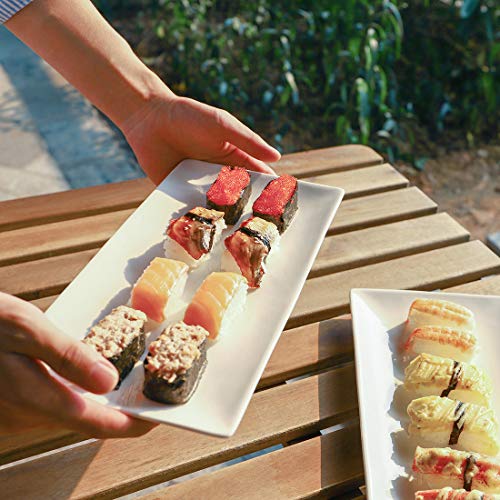 DOWAN 12" Rectangle Plates Set of 4 - White Serving Platters for Party, Wedding, and Entertaining - Rectangular Serving Trays Dishes for Steak, Taco, Sushi, Appetizer, Cake - Dishwasher & Oven Safe - My Kitchen Products