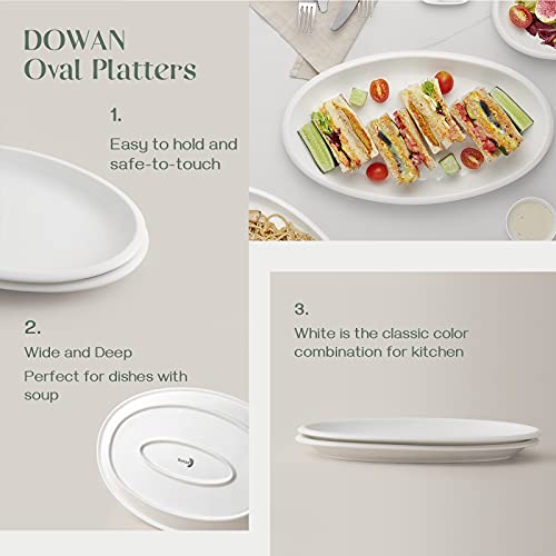 DOWAN 16" Serving Platters, Serving Platters for Wedding, Large Oval Porcelain Serving Tray for Entertaining, Dinner Platters for Serving Food Appetizers Meat, Serving Dishes for Parties, Set of 2 - My Kitchen Products