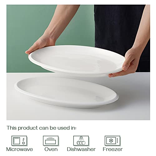 DOWAN 16" Serving Platters, Serving Platters for Wedding, Large Oval Porcelain Serving Tray for Entertaining, Dinner Platters for Serving Food Appetizers Meat, Serving Dishes for Parties, Set of 2 - My Kitchen Products