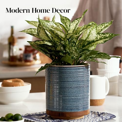 DOWAN 360° Rotating Extra Large Cooking Utensil Holder, 7.6" Kitchen Utensil Holder for Countertop, Utensil Crock for Farmhouse Kitchen Decor, Ceramic Stable Utensil Caddy, Blue - My Kitchen Products