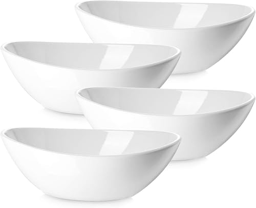 DOWAN 9.25" Serving Bowls, Large Oval Serving Dishes for Wedding and Dinner Parties, 35 Oz for Salad, Side Dishes