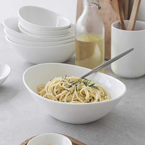 DOWAN 9.25" Serving Bowls, Large Oval Serving Dishes for Wedding and Dinner Parties, 35 Oz for Salad, Side Dishes, Pasta, Oval Shape, Microwave & Dishwasher Safe, Set of 4, Soft White - My Kitchen Products
