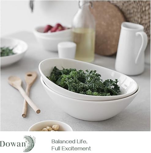 DOWAN 9.25" Serving Bowls, Large Oval Serving Dishes for Wedding and Dinner Parties, 35 Oz for Salad, Side Dishes, Pasta, Oval Shape, Microwave & Dishwasher Safe, Set of 4, Soft White - My Kitchen Products