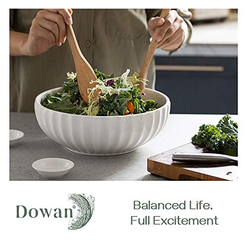 DOWAN 9.8'' Serving Bowls, 86 oz Large Salad Bowl, Ceramic Serving Dishes, Set of 2, Pumpkin Shape for Christmas, Entertaining, Party, Kitchen, Dinner, Banquet, Housewarming Gift, White - My Kitchen Products