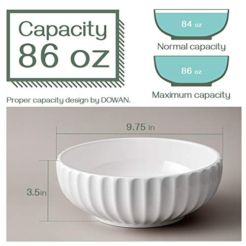 DOWAN 9.8'' Serving Bowls, 86 oz Large Salad Bowl, Ceramic Serving Dishes, Set of 2, Pumpkin Shape for Christmas, Entertaining, Party, Kitchen, Dinner, Banquet, Housewarming Gift, White - My Kitchen Products