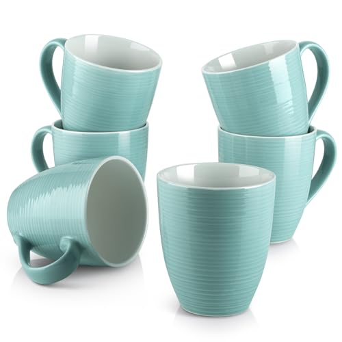 DOWAN Ceramic Coffee Mugs, 17 oz Coffee Cups for Women Men, Coffee Mug Set of 6 for Latte, Hot Tea, Cappuccino, Mocha