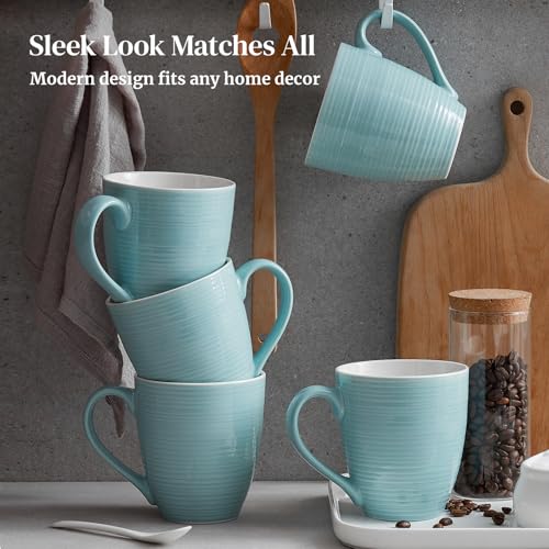 DOWAN Ceramic Coffee Mugs, 17 oz Coffee Cups for Women Men, Coffee Mug Set of 6 for Latte, Hot Tea, Cappuccino, Mocha, Cocoa, Turquoise - My Kitchen Products