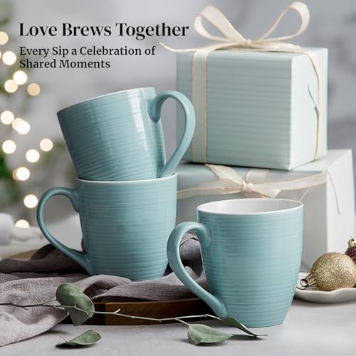 DOWAN Ceramic Coffee Mugs, 17 oz Coffee Cups for Women Men, Coffee Mug Set of 6 for Latte, Hot Tea, Cappuccino, Mocha, Cocoa, Turquoise - My Kitchen Products