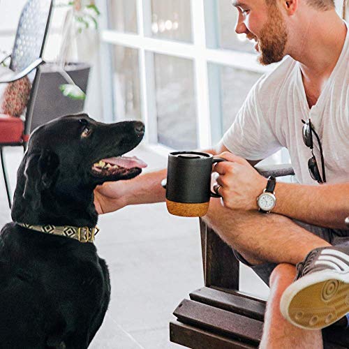 DOWAN Coffee Mugs, 15 oz Mug Set of 2, Large Ceramic Coffee Mug with Cork Bottom and Spill Proof Lid for Mom Dad, Big Mug for Latte Tea, Matte Grey - My Kitchen Products