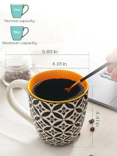 DOWAN Coffee Mugs Set of 6, 16 oz Large Porcelain Mug, Ceramic Tea Cups with Handle for Men Women, Mug Gift Set, Housewarming Wedding Gift - My Kitchen Products