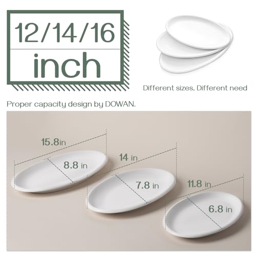 DOWAN Large Serving Platter, 16"/14"/12" Oval Platters Oven Safe, White Serving Plates for Wedding Decor, Ceramic Serving Dish for Entertaining Food, Set of 3 - My Kitchen Products