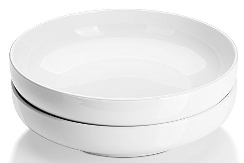 DOWAN Pasta Bowls, 65 oz Large Salad Bowls Set of 2, 10'' Serving Bowls for Wedding, Ceramic Shallow Bowl