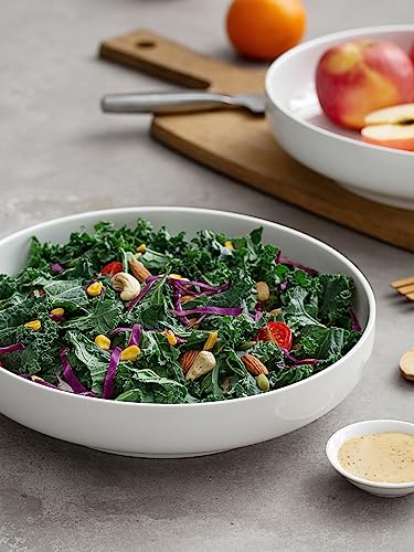 DOWAN Pasta Bowls, 65 oz Large Salad Bowls Set of 2, 10'' Serving Bowls for Wedding, Ceramic Shallow Bowl Plates, Serving Dishes for Entertaining, Microwave Dishwasher Safe - My Kitchen Products