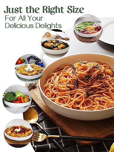 DOWAN Pasta Bowls, 65 oz Large Salad Bowls Set of 2, 10'' Serving Bowls for Wedding, Ceramic Shallow Bowl Plates, Serving Dishes for Entertaining, Microwave Dishwasher Safe - My Kitchen Products