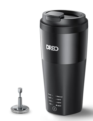 DREO Milk Frother, 4-in-1 Electric Frother for Coffee, Hot and Cold Foam Maker for Cappuccino, Flat-white, Latte with Plant-based and Dairy Milk, Multi-stage, Easy to Clean, Temperature Control, Black - My Kitchen Products