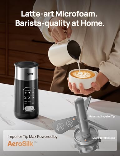 DREO Milk Frother, 8-in-1 Electric Stainless Steel Frother for Latte Art Microfoam and Coffee, 9oz/270ml Warm and Cold Foam Automatic Frothers, LED, Easy to Clean - My Kitchen Products