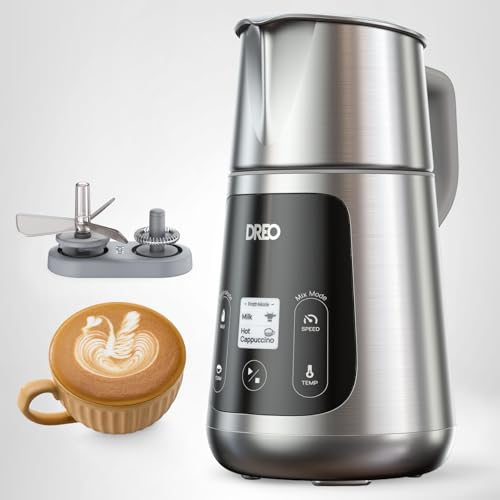 DREO Milk Frother, All-in-1 Electric Foam Maker for Coffee, 15oz/450ml Automatic Foam Frother for Latte Art-level Microfoam, 30+ Drinks, Easy to Clean, Dishwasher Safe, LED display - My Kitchen Products