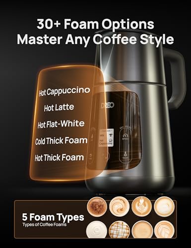 DREO Milk Frother, All-in-1 Electric Foam Maker for Coffee, 15oz/450ml Automatic Foam Frother for Latte Art-level Microfoam, 30+ Drinks, Easy to Clean, Dishwasher Safe, LED display - My Kitchen Products