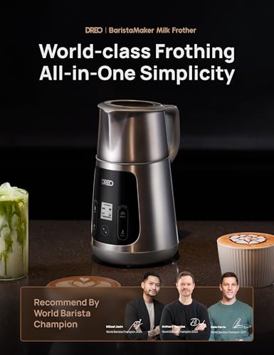 DREO Milk Frother, All-in-1 Electric Foam Maker for Coffee, 15oz/450ml Automatic Foam Frother for Latte Art-level Microfoam, 30+ Drinks, Easy to Clean, Dishwasher Safe, LED display - My Kitchen Products