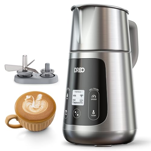 DREO Milk Frother, All-in-1 Electric Foam Maker for Coffee, 15oz/450ml Automatic Foam Frother for Latte Art-level Microfoam, 30+ Drinks, Easy to Clean, Dishwasher Safe, LED display - My Kitchen Products