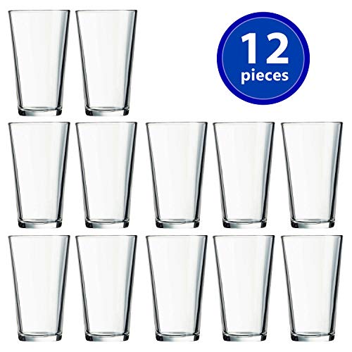 Drinking Glasses Set of 12-16 oz Glass Cups - Pint & Beer Glasses - Dishwasher Safe Water Glasses - Highball Tumblers - My Kitchen Products