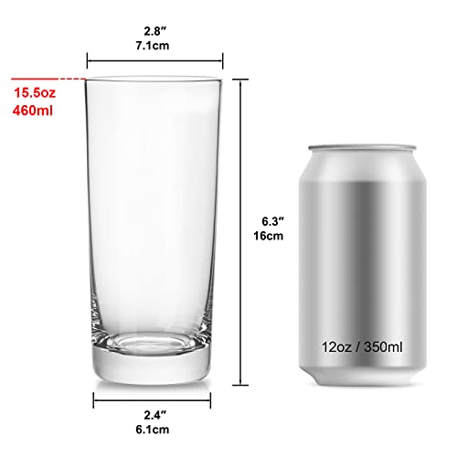 Drinking Glasses Set of 6, 16 oz Tall Drinking Glasses Highball Glassware, Borosilicate Glass Crystal Highball Glasses, Tom Collins Bar Glassware, Water Glass Cups for Cocktail, Mojito Bar Glassware - My Kitchen Products