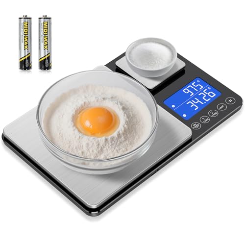 Dual Platform Food Kitchen Scale with 0.01g/0.001oz High Precision, 15kg/33lb Bakery Scale, Dual Accuracy Kitchen Scale for Sourdough Bread, Baking and Cooking with 7 Unit Tare and Totalizer - My Kitchen Products