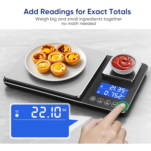 Dual Platform Food Kitchen Scale with 0.01g/0.001oz High Precision, 15kg/33lb Bakery Scale, Dual Accuracy Kitchen Scale for Sourdough Bread, Baking and Cooking with 7 Unit Tare and Totalizer - My Kitchen Products