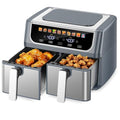 DUMOS 10-in-1 Air Fryer 9.5 QT, Large Airfryer with with 2 Independent Frying Baskets, Sync Finish & Match Cook, Shake Reminder, Wide Temperature 80-450°F, Roast Bake Defrost Dehydrate, Grey - My Kitchen Products