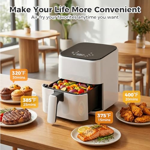 DUMOS 3 Qt Air Fryer, Compact Digital Airfryer with Auto Shut-Off, Fast Cooking for Quick Easy Meals, Space Saving Mini Air Fryer for Small Kitchens, Apartments & Singles - My Kitchen Products