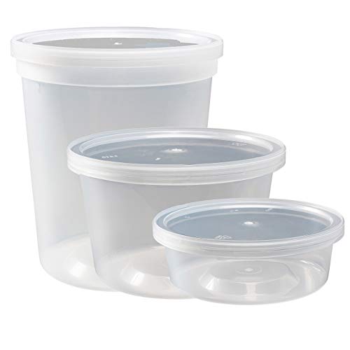DuraHome Food Storage Containers with Lids 8oz, 16oz, 32oz Freezer Deli Cups Combo Pack, 44 Sets BPA-Free Leakproof Round Clear Takeout Container Meal Prep Microwavable, Airtight Lids (Mixed Sizes) - My Kitchen Products