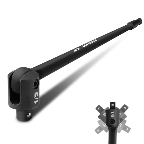 DURATECH Breaker Bar, 1/2'' Drive 24-Inch Breaker Bars Heavy Duty, with 240° Flex Head, Spring-loaded Detent Ball, CR-MO