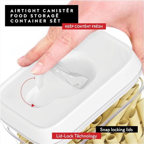 DWËLLZA KITCHEN Airtight Food Storage Containers for Pantry With White Lids 1L - 6 Pack - Clear Plastic Air Tight Kitchen Containers Pantry Organization and Storage BPA-Free Keeps Food Fresh & Dry - My Kitchen Products
