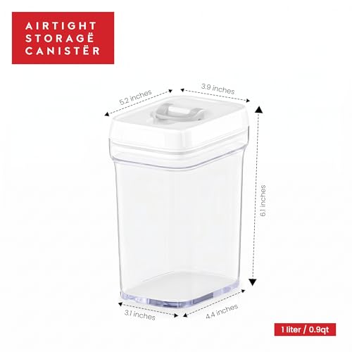 DWËLLZA KITCHEN Airtight Food Storage Containers for Pantry With White Lids 1L - 6 Pack - Clear Plastic Air Tight Kitchen Containers Pantry Organization and Storage BPA-Free Keeps Food Fresh & Dry - My Kitchen Products