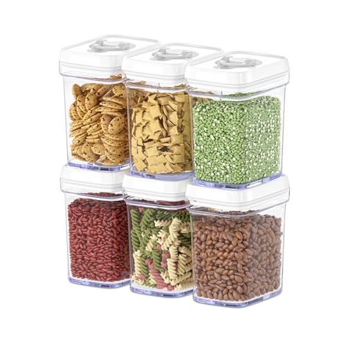 DWËLLZA KITCHEN Airtight Food Storage Containers for Pantry With White Lids 1L - 6 Pack - Clear Plastic Air Tight Kitchen Containers Pantry Organization and Storage BPA-Free Keeps Food Fresh & Dry - My Kitchen Products