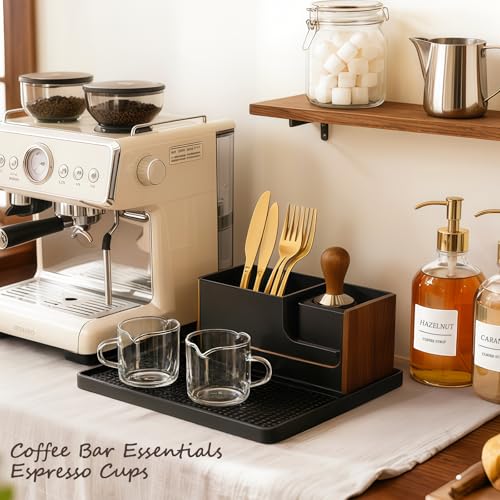 DWTS DANWEITESI Espresso Cups Set of 2: Espresso Machine Accessories - Espresso Shot Cups for Home Baristas - Essential Coffee Bar Accessories - 4oz Glass Espresso Cup Set with Handled and Spout - My Kitchen Products