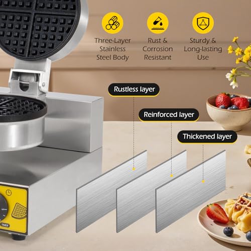 Dyna-Living Commercial Waffle Maker Restaurant, 1200W Professional Waffle Maker Commercial Waffle Iron Non-stick Classic Waffle Machine Electric Waffle Bowl Maker for Home, Hotel - My Kitchen Products
