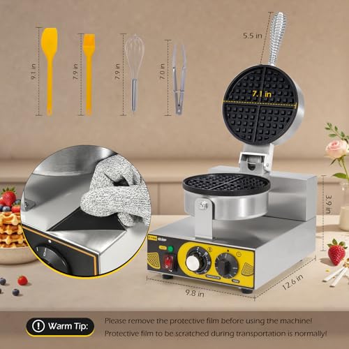 Dyna-Living Commercial Waffle Maker Restaurant, 1200W Professional Waffle Maker Commercial Waffle Iron Non-stick Classic Waffle Machine Electric Waffle Bowl Maker for Home, Hotel - My Kitchen Products