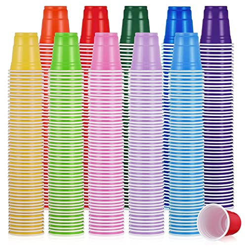Eaasty 1000 Packs Plastic Shot Glasses 2oz/ 60ml Disposable Shot Glasses Bulk Assorted Party Cup for Kids Birthday Wedding
