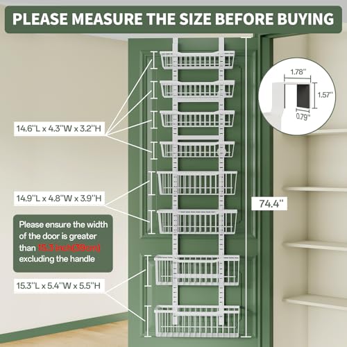 Eastherry Over The Door Organizer，8-Tier Over The Door Pantry Organizer with Adjustable Baskets，Metal Hanging Pantry Organizers and Storage for Kitchen, Back of Door Seasoning Rack (White) - My Kitchen Products