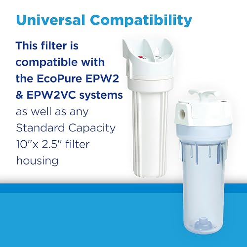 EcoPure EPW2P Pleated Universal Whole Home Water Filter 2-Pack – Fits Standard Capacity Systems – NSF Certified – 30 Micron – Reduces Sediment, Sand, Dirt & Rust – 3-Month Life per Filter - My Kitchen Products