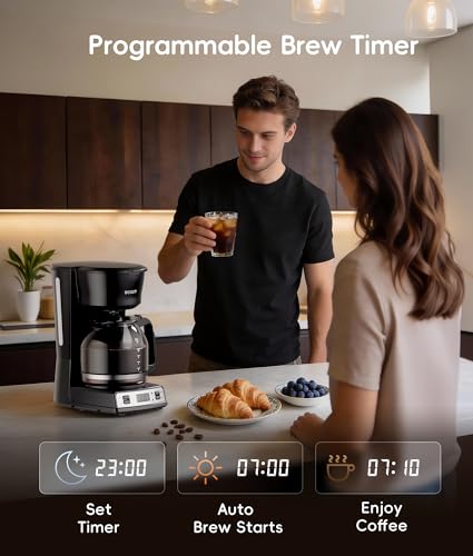 ecozy 12-Cup Drip Coffee Maker with Electric Coffee Grinder Combos, Programmable Coffee Machine with Washable Basket Filter, Auto Shutoff Function, No Drip Pause & Pour, Brezzano DuoSet - My Kitchen Products