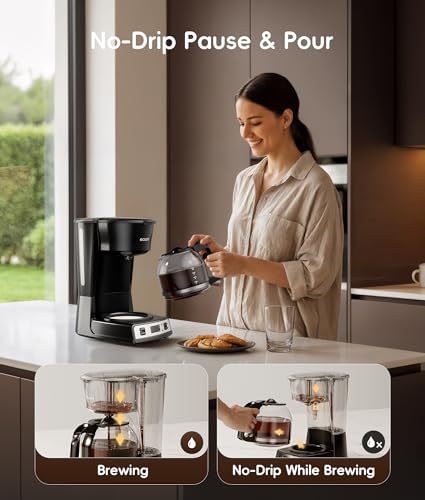 ecozy 12-Cup Drip Coffee Maker with Electric Coffee Grinder Combos, Programmable Coffee Machine with Washable Basket Filter, Auto Shutoff Function, No Drip Pause & Pour, Brezzano DuoSet - My Kitchen Products