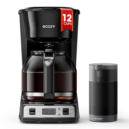 ecozy 12-Cup Drip Coffee Maker with Electric Coffee Grinder Combos, Programmable Coffee Machine with Washable Basket Filter, Auto Shutoff Function, No Drip Pause & Pour, Brezzano DuoSet - My Kitchen Products