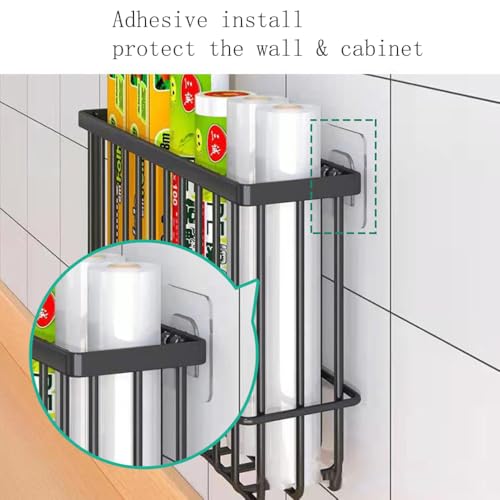 EigPluy 2 Piece Kitchen Cabinet Door Storage Box,Self Adhesive Wall Mounted Storage Boxes,Wardrobe/Bathroom/Refrigerator Small Items Organizer Storage Box (Black) - My Kitchen Products