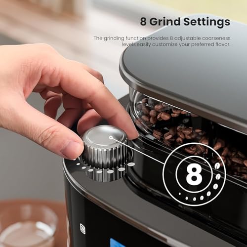 Electactic 10-Cup Drip Coffee Maker with Built In Grinder, Programmable Grind and Brew Coffee Machine with Smart LED Touchscreen, Customizable Strength & Grind Size, Upgrade Black - My Kitchen Products