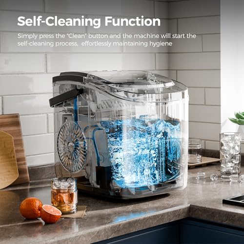 Electactic Ice Makers Countertop,26Lbs/24H,9 Cubes in 6 Mins,Portable Ice Maker Machine with Self-Cleaning,2 Sizes of Bullet Ice,Perfect for Home Kitchen(Black) - My Kitchen Products